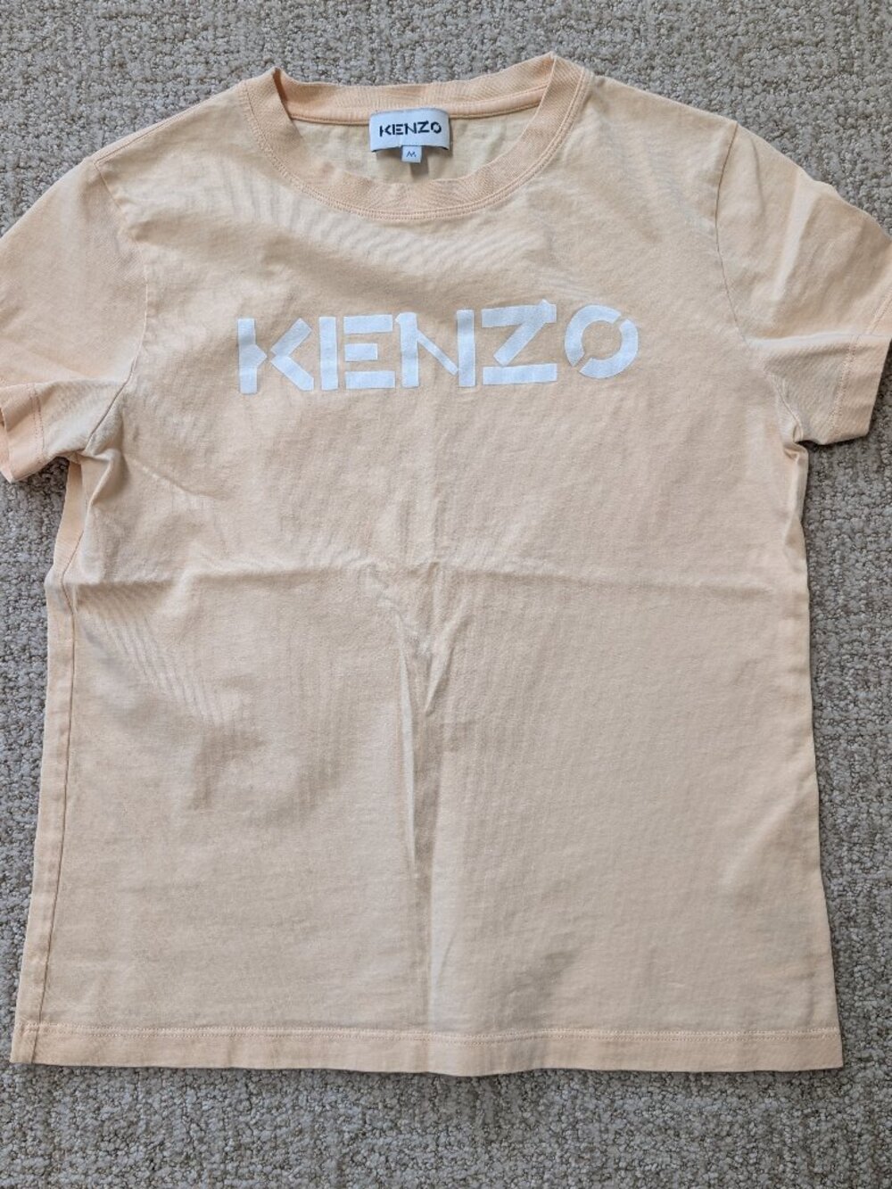 Kenzo Paris Light Peach Pink Raised Logo Crewneck Short Sleeve T-Shirt Size M